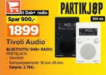 POWER Tivoli Audio BLUETOOTH/ DAB+ RADIO PPBTBLACK tilbud