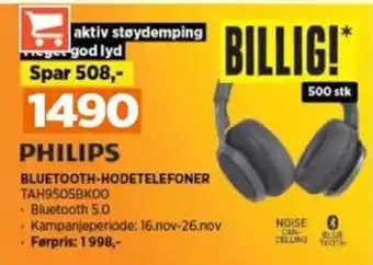 POWER PHILIPS BLUETOOTH-HODETELEFONER TAH9505BK00 tilbud