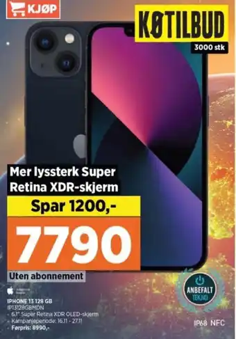 POWER IPHONE 13 128 GB IP13128GBMDN tilbud