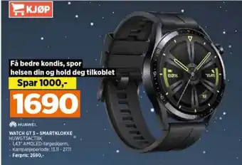 POWER HUAWEI. WATCH GT 3-SMARTKLOKKE HUWGT3ACTBK tilbud