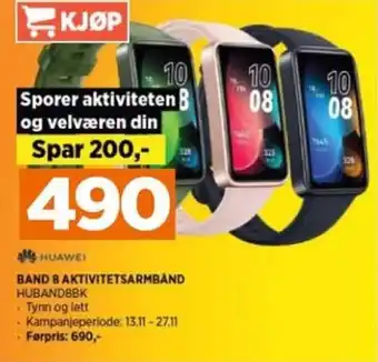POWER HUAWEI BAND 8 AKTIVITETSARMBÅND HUBAND8BK tilbud