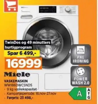 POWER Miele VASKEMASKIN WW1860WCSNDS tilbud