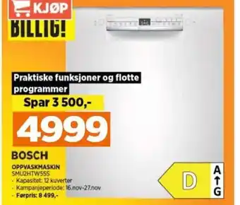 POWER BOSCH OPPVASKMASKIN SMU2HTW55S tilbud