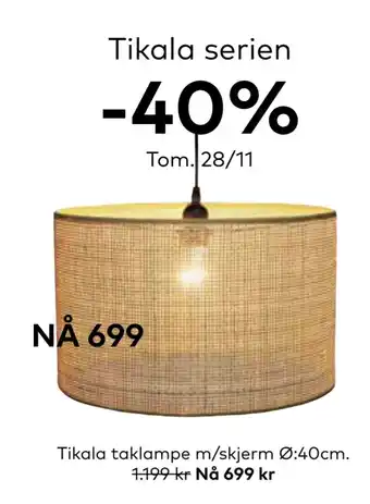 Skeidar Tikala taklampe m/skjerm tilbud