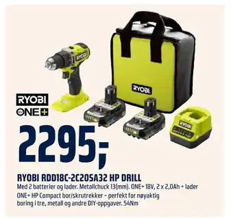 Coop Obs Ryobi rdd18c-2c20sa32 hp drill tilbud