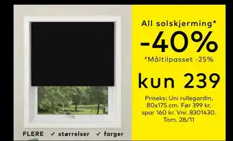 Skeidar Uni rullegardin tilbud