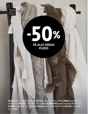 Bohus Raw pledd i beige tilbud