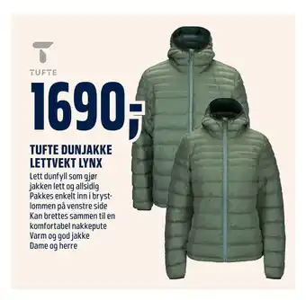 Coop Obs Tufte dunjakke lettvekt lynx tilbud