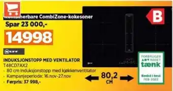 POWER INDUKSJONSTOPP MED VENTILATOR T48CD7AX2 tilbud