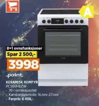 POWER KERAMISK KOMFYR PCS60HEZW tilbud