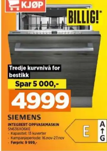 POWER Siemens oppvaskmaskin tilbud