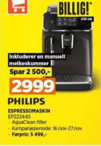 POWER Philips espressomaskin tilbud