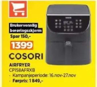 POWER COSORI AIRFRYER CP158AFRXB tilbud