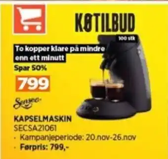 POWER KAPSELMASKIN SECSA21061 tilbud