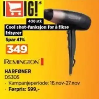POWER REMINGTON HÅRFØNER D5305 tilbud