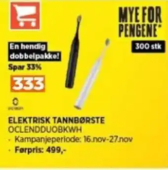 POWER ELEKTRISK TANNBØRSTE OCLENDDUOBKWH tilbud