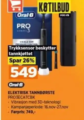 POWER Oral B ELEKTRISK TANNBØRSTE PROJECATCBK tilbud