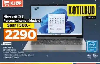 POWER Lenovo IDEAPAD 1 82V6005NMX tilbud