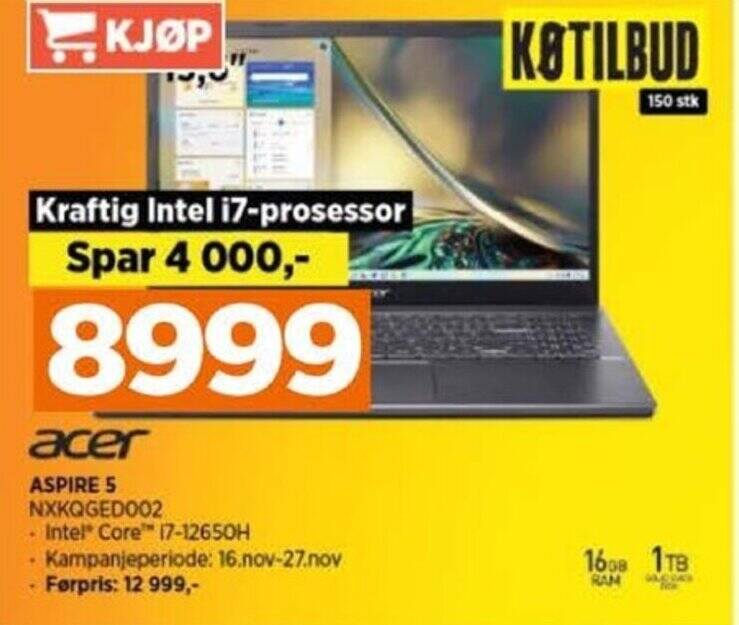 POWER acer ASPIRE 5 NXKQGED002 tilbud