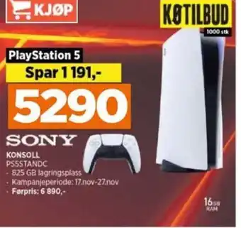 POWER SONY KONSOLL PS5STANDC tilbud