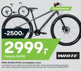 XXL Sport White XC 260 LITE 23, terrengsykkel, Junior tilbud