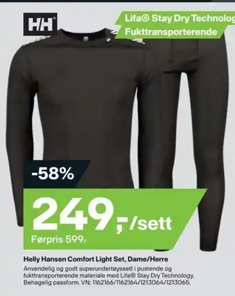 XXL Sport Helly Hansen Comfort Light Set, Dame/Herre tilbud