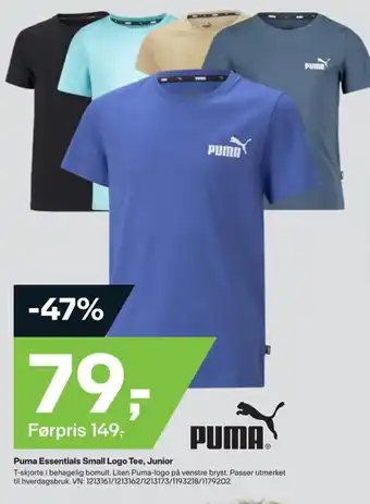 XXL Sport Puma Essentials Small Logo Tee, Junior tilbud