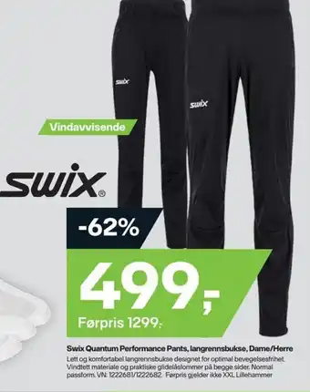 XXL Sport Swix Quantum Performance Pants, langrennsbukse, Dame/Herre tilbud