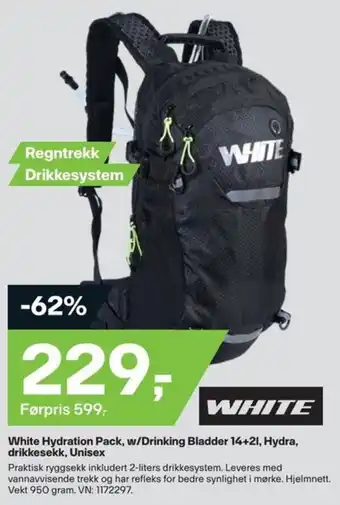 XXL Sport White Hydration Pack, w/Drinking Bladder 14+21, Hydra, drikkesekk, Unisex tilbud