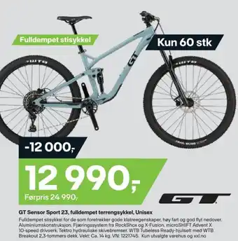 XXL Sport GT Sensor Sport 23, fulldempet terrengsykkel, Unisex tilbud
