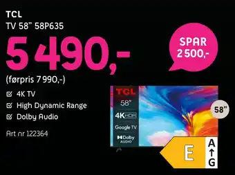 ELON Tcl tv 58 58p635 tilbud