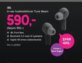 ELON Jbl in-ear hodetelefoner tune beam tilbud