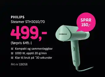 ELON Philips steamer sth3010/70 tilbud