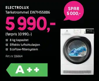 ELON Electrolux tørketrommel ew7h558b6 tilbud