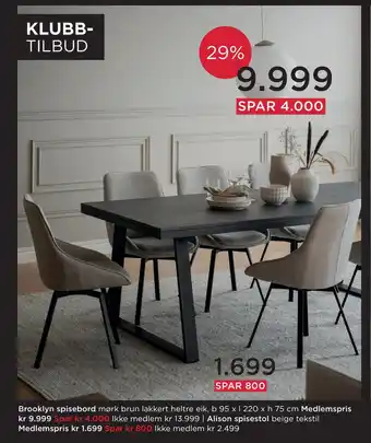 Møbelringen Brooklyn spisebord tilbud