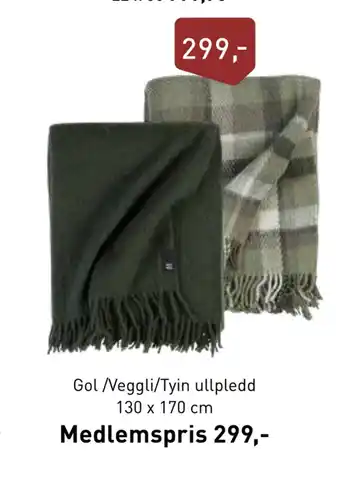 Kid Interiør Gol /veggli/tyin ullpledd tilbud