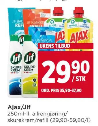 Meny Ajax/jif tilbud