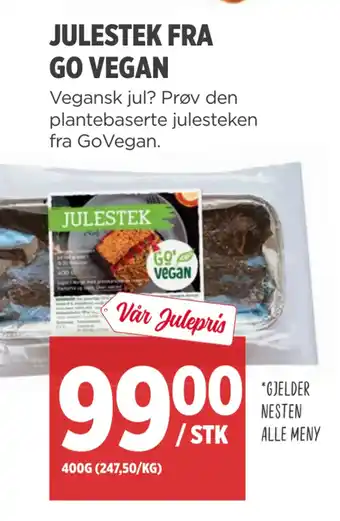 Meny Julestek fra go vegan tilbud