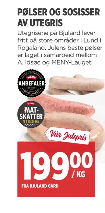 Meny Pølser og sosisser av utegris tilbud