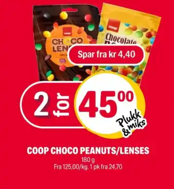 Coop Extra Chocolate peanuts sjokoladepastiller tilbud
