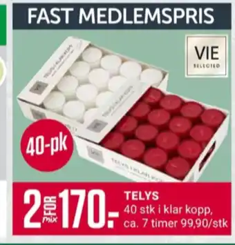 Europris Vie selected telys tilbud