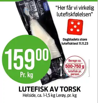 Kiwi LUTEFISK AV TORSK Helside tilbud