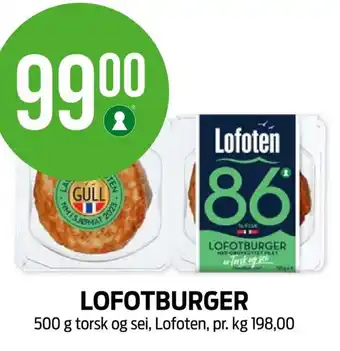Kiwi LOFOTBURGER 500 g torsk og sei, Lofoten tilbud