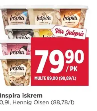 Meny Inspira iskrem 0,9L, Hennig Olsen tilbud