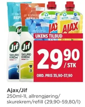 Meny Ajax/Jif tilbud