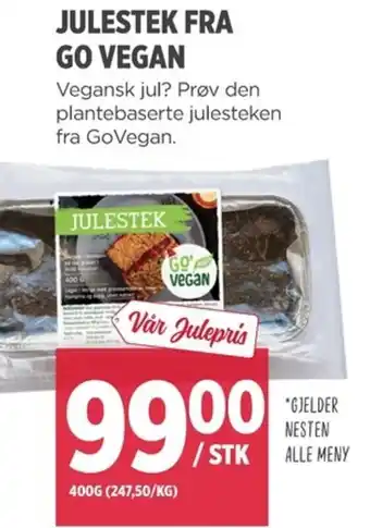 Meny JULESTEK FRA GO VEGAN tilbud