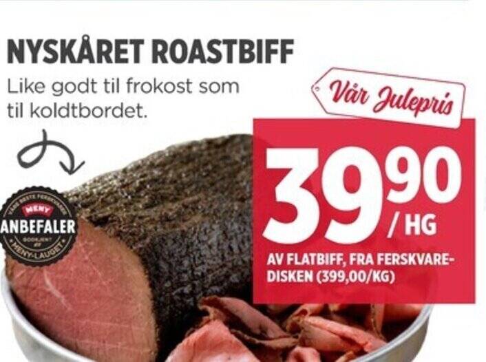 Meny NYSKÅRET ROASTBIFF tilbud