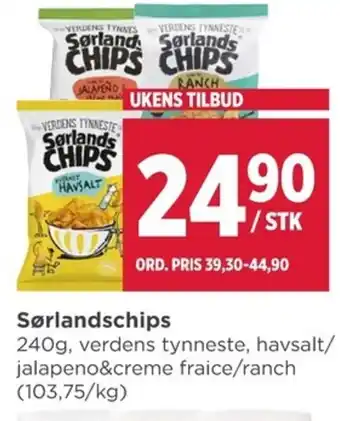 Meny Sørlandschips tilbud