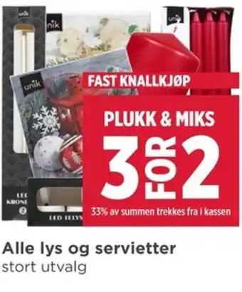 Meny Alle lys og servietter tilbud