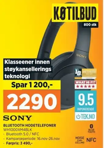 POWER SONY BLUETOOTH HODETELEFONER tilbud